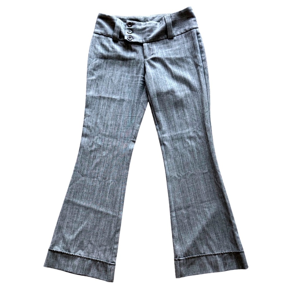 Vintage Y2K Alloy Apparel Office Siren Wide Leg Flare Pants Low Rise Grey Sz 5